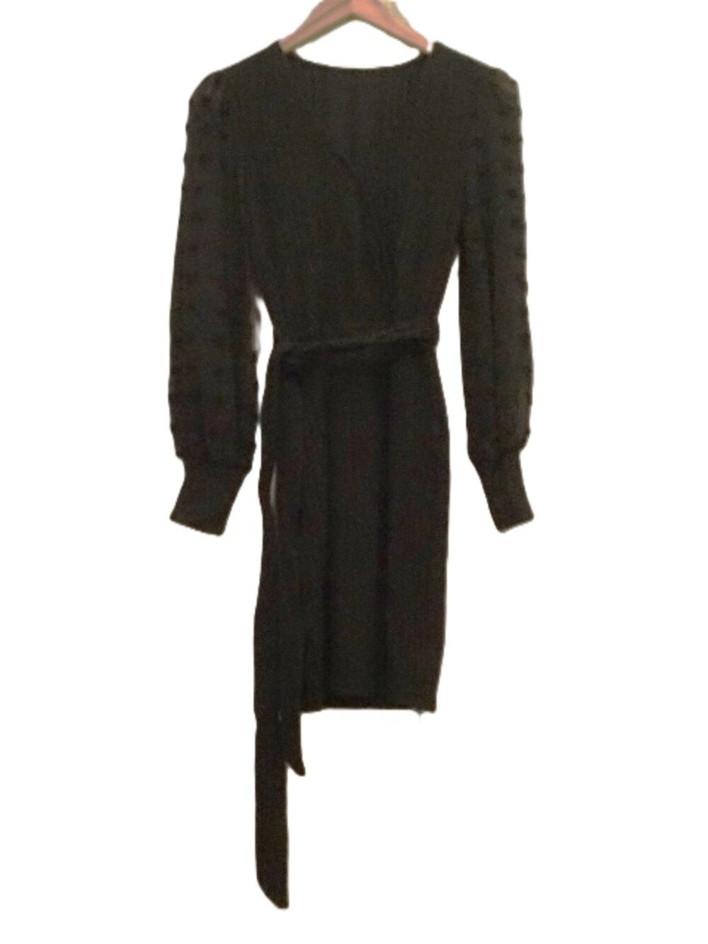 CupShe Black Sweater Dress with Sheer Long Sleeves Resort Wear Women’s XS